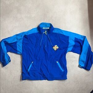 Vintage 80s Wilson Vibrant Blue Lime Green Quarter Zip Windbreaker With Logo